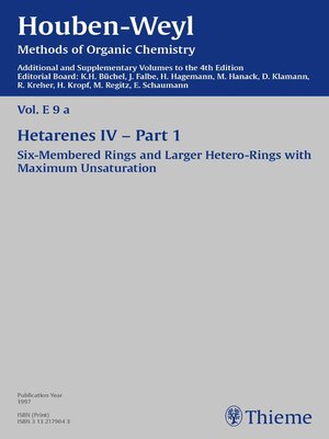 cover image of Houben-Weyl Methods of Organic Chemistry Volume E 9a Supplement